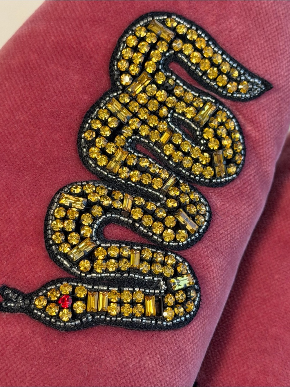 Gucci Rose Pink Velvet Beaded Snake Mules - Picture 5 of 6